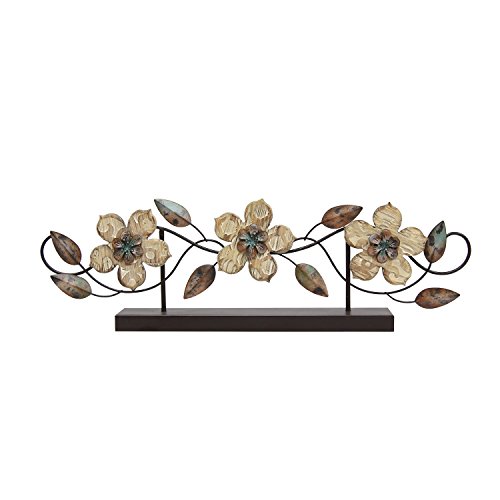 Stratton Home Decor S07669 Stamp Wood Flower Table Top, 20.00 W x 1.97 D x 6.10 H, Multi