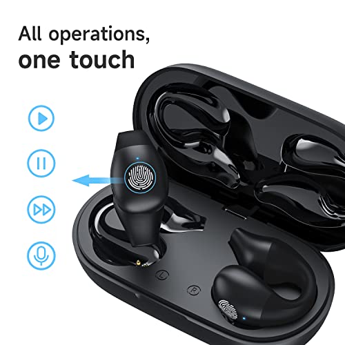 Ahokege Open Ear Clip-On Earbuds Wireless Bluetooth Headphones For Android Iphone, Earbud & In-Ear Headphones, Bluetooth 5.3 Earbuds For Workout/Running/Exercising, 2023 Upgraded (Black) #TOP6