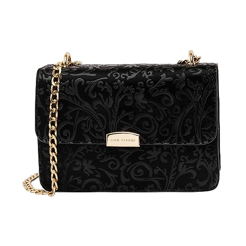 Lino Perros Black Floral Embossed Shoulder Bag at ₹999 (80% Off) – Amazon