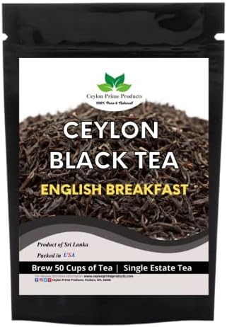 English Breakfast Black Tea (4oz) | Ceylon Pekoe Loose Leaf Tea | Brew Hot or Iced Tea| Powerful Antioxidants| 100% Pure and Natural in a Resealable Bag