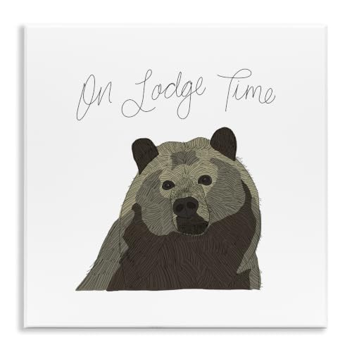 Casual Cursive Bear Cabin, 12 x 12 Inch Mounted Print on Wall Plaque
