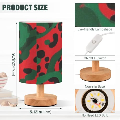 Lámpara de Mesa Pequeña con Estampado Leopardo Rojo y Verde miniatura 3