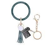Wristlet Keychain Keyring Bracelet Bangle - Round Circle Key Ring Bracelet Leather Tassel Bracelet Holder For Women Girls