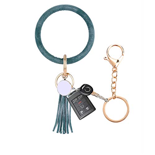 Wristlet Keychain Keyring Bracelet Bangle - Round Circle Key Ring Bracelet Leather Tassel Bracelet Holder For Women Girls
