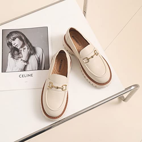 Image of Platform Loafers for Women Chunky Heel Lug Sole Loafers Slip ons Round Toe