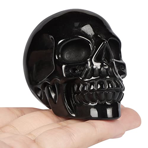 Hxswkk 3Inch Black Obsidian Crystal Skull Sculpture Hand Carved Human Skeleton Figurines Gemstone Collection Craft For Home Office Decor #TOP2