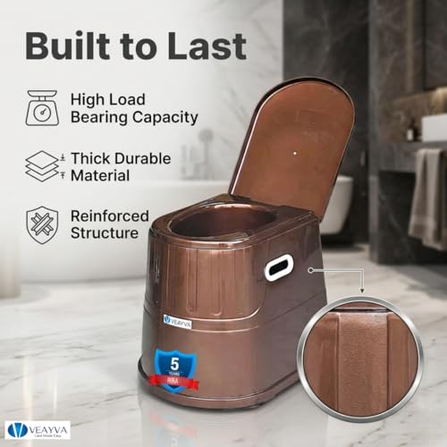 Image of Veayva Heavy Duty Portable Indian Toilet to Western Convertor | Toilet Stool | Toilet Commode for Patients | Indian Commode Stool | Portable Toilet Seat for Adult, Handicap People, BROWN METTALIC