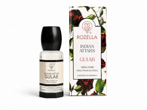 Image of ROZELLA Gulab Authentic Attar for Men and Women | Rose Inspired Concentrated Perfume Oil | Traditional Fragrance Blend | Non Alcoholic Long Lasting Aroma Attar Roll On Perfume | 3 ml
