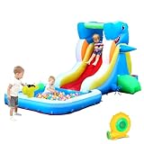 Inflatable Water Slide, Bounce House for Kids Backyard, Toddler Blow Up Bouncer with Air Blower, Splash Zone, Climbing Wall, Water Cannon for Party