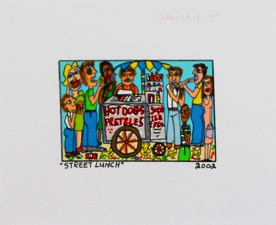 Poster art print: STREET Lunch 12,2x14,4 cm by James Rizzi