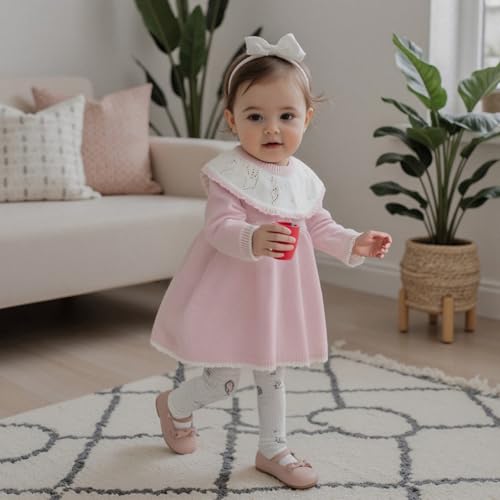 Infant Baby Girl Sweater Dress Fall Winter Outfits Ribbed Long Sleeve Knitted Dresses Toddler Girls Sweaters Playwear2
