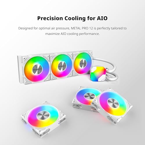 Image of MONTECH Metal PRO 12 ARGB 120mm PWM - High Static Pressure, Quiet RGB Fan with Fluid Dynamic Bearing - White