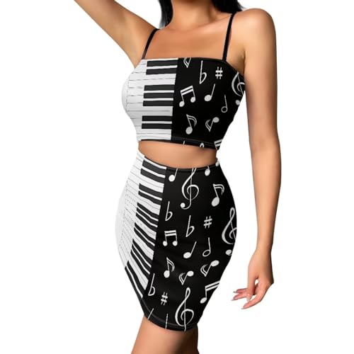 Image of Biyejit Women's 2 Piece Summer Outfits Spaghetti Strap Crop Tops and Bodycon Mini Skirt Dress Set Plus Size S-4XL