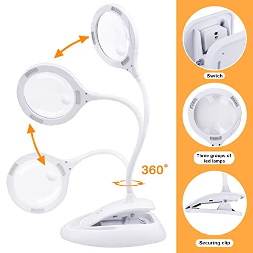YUHINN Lupe Lupe mit LED-Licht und Stand-Freisprecheinstellungen Touch-Optik-Ausrüstung für Naharbeit-Reparatur-Handwerk Arbeiten in der Nähe