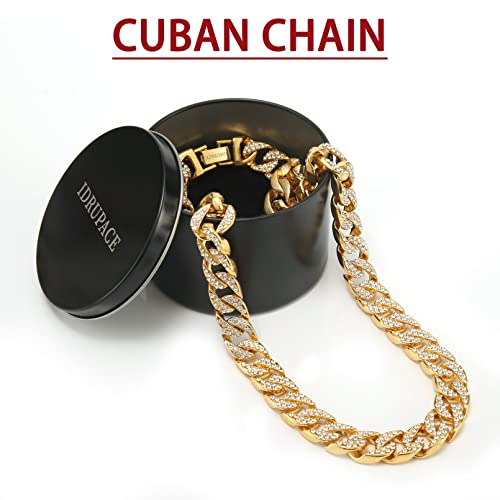 Idrupace Miami Mens Cuban Link Chain Silver Gold Plated Bling Cuban Necklace Diamond Chain For Men 13Mm Iced Out Chain Hip Hop Jewelry，8.5/18/20/24 Inch Length-With Metal Gift Box. (18.0 Inches, Black Purple Chain+Elves Pendant) #TOP4