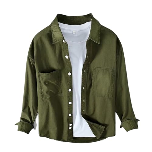 Veste chemise japonaise pour homme en coton rétro à grande poche de couleur unie