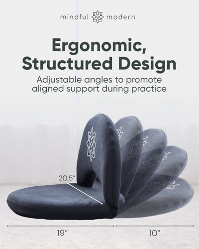 Image of Mindful Modern Meditation Chair | Adjustable Floor Chair with Back Support | Padded Floor Seat for Posture Support and Comfort | Portable Folds Flat for Storage | Indoor /Outdoor Use | Stone Black