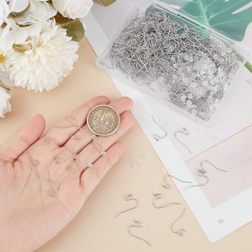 SOFPLATE 1 Box 300Pcs Fish Hook Earring Wires Silver Earring Hooks Bulk Stainless Steel French Ear Wires with Ear Nuts and Jump Rings Ball Dot Dangle Earring Findings for jewellery Making Supplies Wom - Image 3