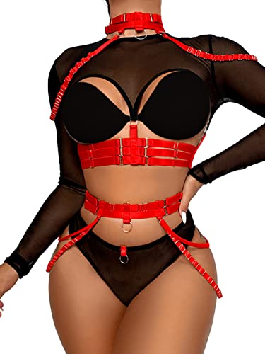 Image of Kaei&Shi Rave Outfit, Adjustable Strappy, Contrast Color, Choker, Chain Belt