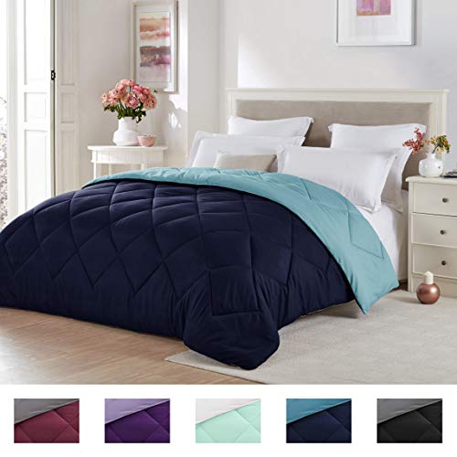 Seward Park Solid, Reversible Color Microfiber Comforter, Hypoallergenic Plush Microfiber Fill, Duvet Insert