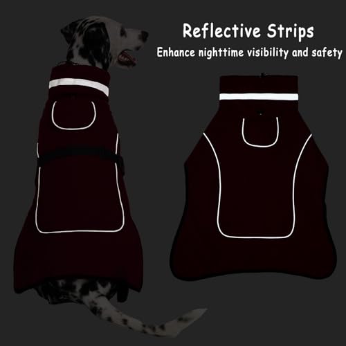 Axcimond Mantel Hund Wasserdicht Winter Hundemantel Warm Wasserdicht Hundejacke Fleece Hundepullover Hundemantel mit Fellkragen Reflektierend Winterjacke für Kleine Mittlere Große Hunde Regenmantel