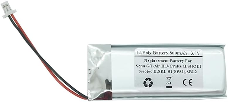 800mAh 3.7V Replacement Battery for Sena GT-Air II, J-Cruise II, SHOEI Neotec II, SRL-01 SP51, SRL2 Wireless Headphones, Earphones, Helmet intercom, PTC802050