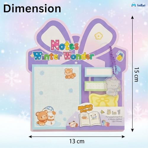 Image of FunBlast Christmas Sticky Notes - Cute Merry Christmas Memo Pad, Kawaii Sticky Note for Kids & Girls, Self Adhesive Notes and Bookmark, Stationery Gift for School, Office & Personal Use (Purple)