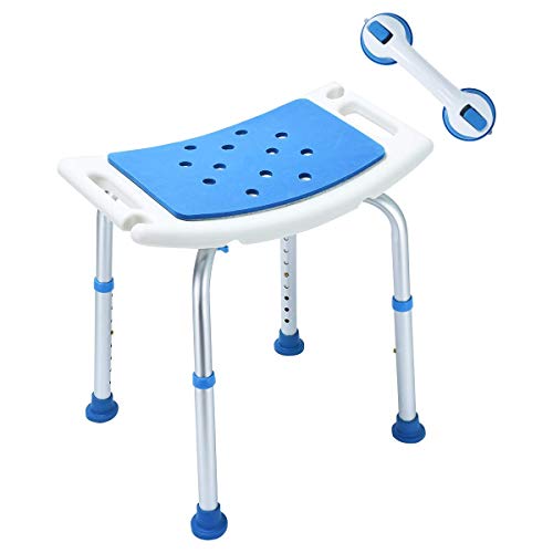 Health Line Massage Products Upgraded EVA Paded Shower Stool Chair with Assist Grab