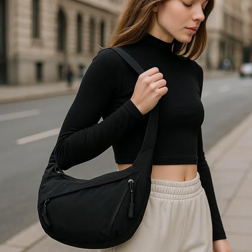 Shoulder Bags for Women, Crescent Crossbody Bag Slouchy Tote Handbags Multi-Pocket Hobo Sling Purse for Travel Work Shopping2