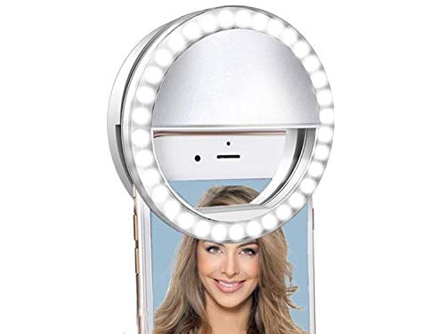 Selfie Ring Light - 36 LED Ring Light for IPhone & All Smartphones - Rechargeable Circle Light Phone Ring - Clip on Selfie Ring Lighting for Video Recording - 3-Level Adjustable Brightness Ring Lights
