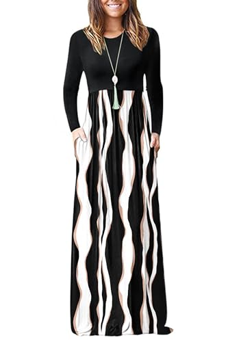 Image of AUSELILY Women's Classic Long Sleeve Dress Loose Plain Long Casual Maxi Dresses with Pockets 2026