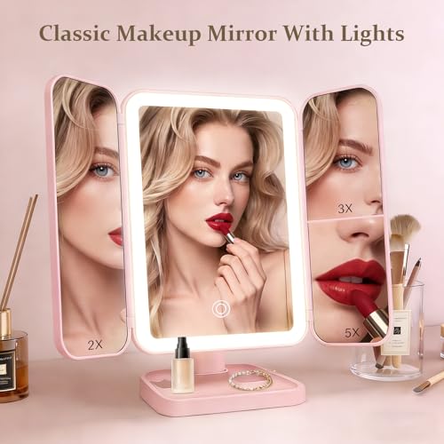 Espejo de maquillaje con luces y aumento rectangular miniatura 2