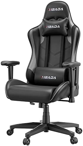 Hbada Gaming Chair Ergonomic Racing Chair Excessive-Again Laptop Chair with Peak Adjustable Headrest and Lumbar Assist E-Sports activities Swivel Chair, Gray