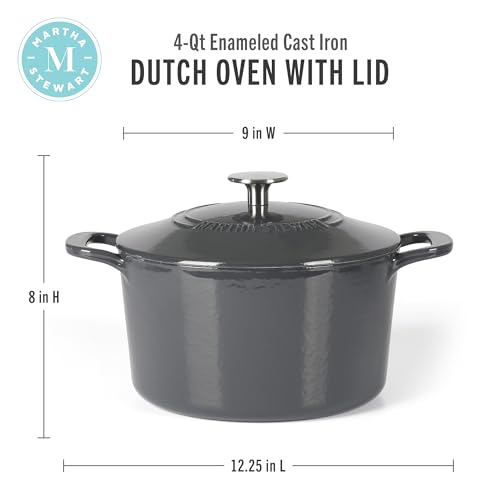 Martha-Stewart-Gatwick-4-Quart-Enamel-Cast-Iron-Dutch-Oven-Grey Martha Stewart Gatwick 4 Quart Enamel Cast Iron Dutch Oven Grey