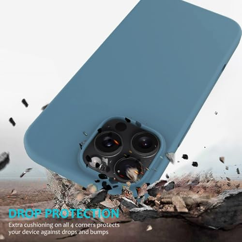 Image of FIRST MART Silicone Back Case for iPhone 16 Pro, Soft-Touch Phone Back Cover for Apple iPhone 16 Pro - Grey Blue