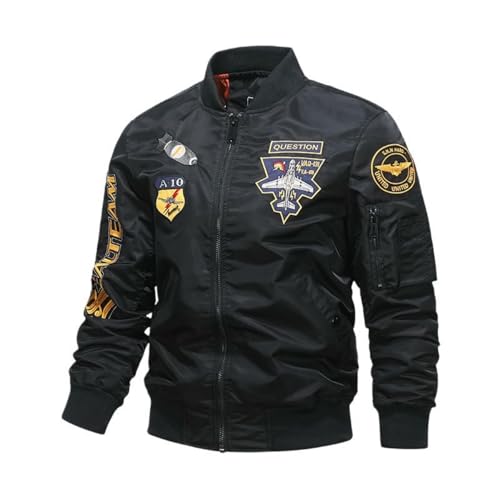 Veste bomber brodée pour homme coupe de baseball mi-saison style workwear épuré