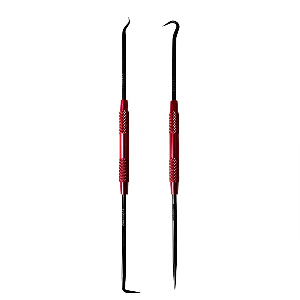 Pirhosigma 2pcs Double-Ended Specialty Pick Set O-Ring and Hooks Scriber Set