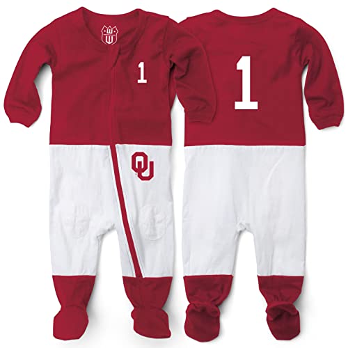 Wes and Willy Baby College Sports Fan Football Jersey Sleeper (Oklahoma Sooners, 18 Months) Red