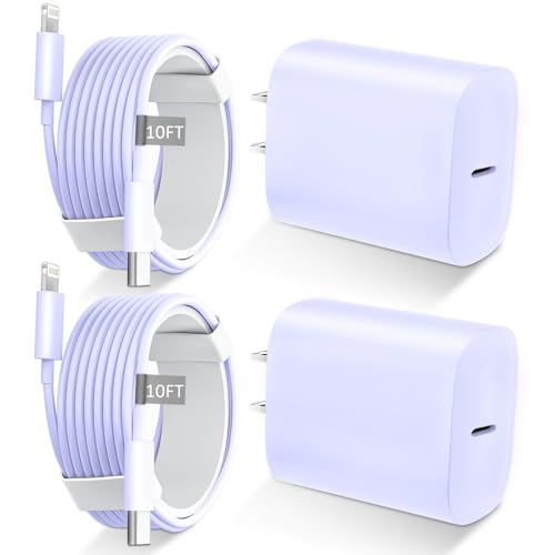 iPhone 14 13 12 11 Super Fast Charger,cargador 20W USB C Wall Charger Block &10FT Long Fast Charging Lightning Cable for iPhone 14/Pro/Pro Max/Plus/13/12/11/XS/XR/X/SE2022/iPad,2 Pack