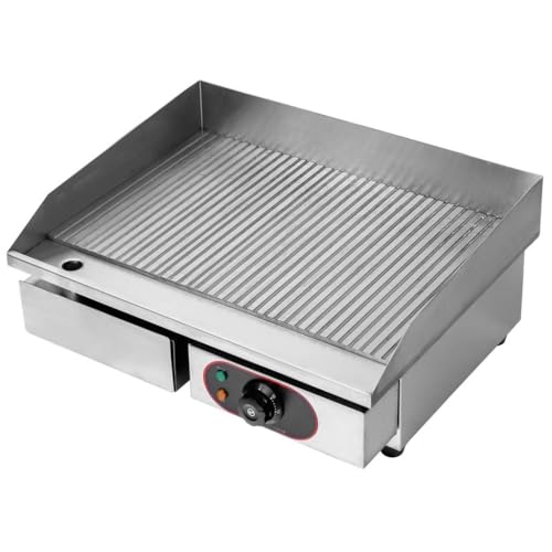 Mega-M Plancha eléctrica con superficie acanalada, grill profesional para restaurantes y catering