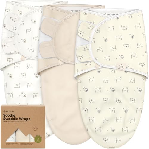 KeaBabies 3-Pack Organic Baby Swaddles for Newborns (Bumble Bear, 0-3M)