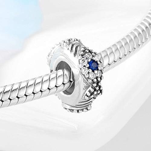 Sparkling Spacer Charm Rubber Stopper Spacer Bead 925 Sterling Silver Clip Charm fit Pandora Style Charm Bracelets (Sparkling Eye Spacer) - Image 2