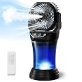 LanSuper Misting Fan, Portable Misting Fan with Light & 2L Water Tank, 30000mAh Battery Powered Misting Camping Fan, Rechargeable Mist Fan with Remote & Timer, 4 Speeds & Spray, 120° Auto Oscillating