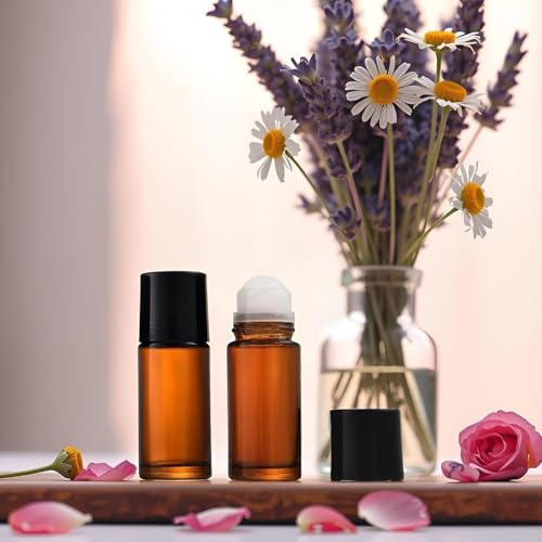 2Pcs 50ml Brown Glass Essential Oil Roller Bottles Refillable Roll on Empty Deodorant Bottle Containers Rollerball for Fragrance Roller Bottles Ball Applicator,Rollerball Bottle2