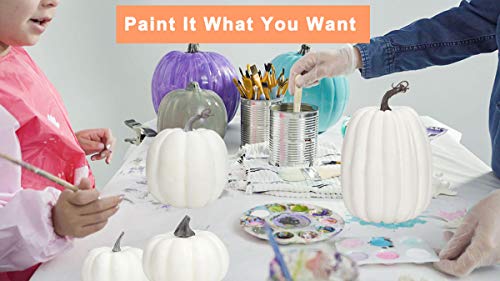 vensovo 8 Inch Large White Pumpkins for Decorating - 2PCS Big White Foam Decorative Pumpkins for Fall Decor, White Paintable Artificial Pumpkins Perfect for Halloween Decor Thanksgiving Decor