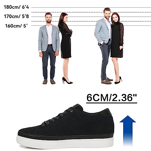 Image of CHAMARIPA Men's Invisible Height Increasing Elevator Shoes Soft Suede Heel Skate Shoes Premium Leather Casual Fashion Height Increasing Sneakers - 2.36 Inch Taller
