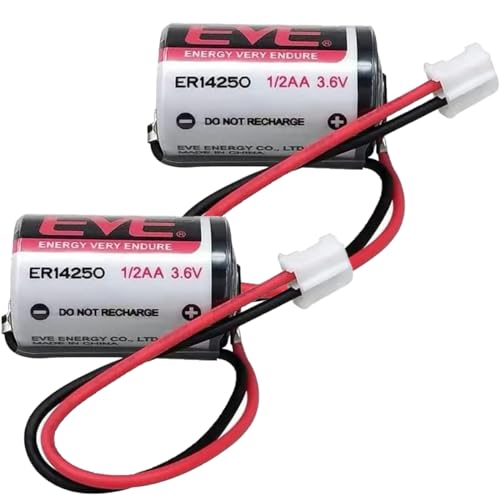 BUCADU EVE 3.6V ER14250 1200mAh Lithium Battery Compatible with 1/2 AA LS14250 with White Plug, 2Pcs