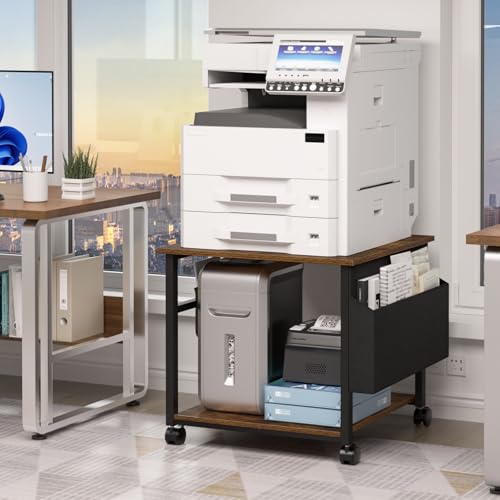 Image of Lerliuo Brown Large Printer Stand with Storage