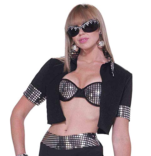 Forum Novelties Women's 70's Disco Bra, Black/Silver, Medium/Large