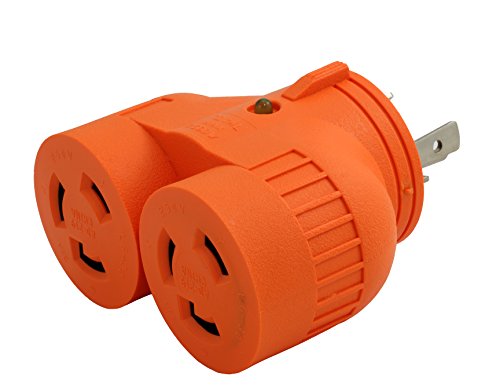 AC WORKS [ADVL630L630] V-DUO Adapter NEMA L6-30P 30Amp 250Volt 3-Prong Locking Plug to (2) L6-30R 30Amp 250Volt Locking Female Connectors